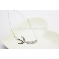 Exquisite 316l stainless steel swallow with crystal swallow pendant necklace